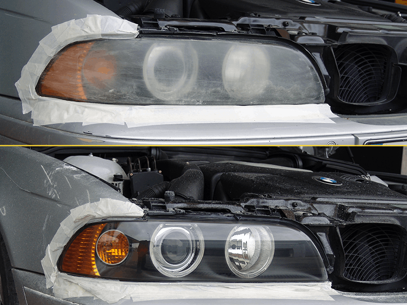 Auto Scheinwerfer Aufbereitung München Autoscheinwerfer Reperatur München Vergilbte Auto Scheinwerfer